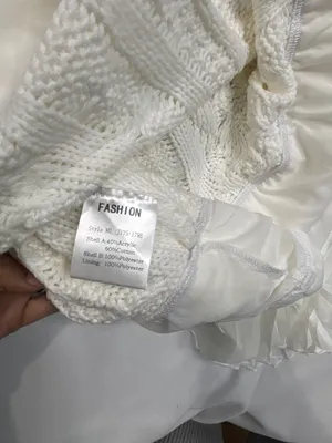 Minsure Fashion Women White Cable Knit Sweater with Pleated Chiffon Hem thumbnail 7