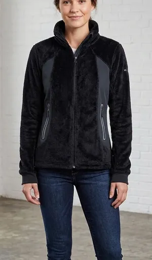 Columbia Black Zip Up Interchangeable Fuzzy Faux Fur Jacket Size M thumbnail 1