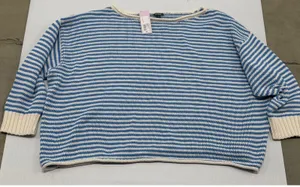 Wild Fable Blue Cream Striped Knit Boat Neck Sweater Plus Size 4X NWT thumbnail 1