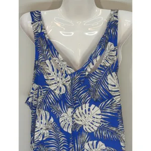 ellos Blue Tropical Scoop Neck Mini Dress‎ LARGE NWT Coastal Beachy Bohemian thumbnail 6