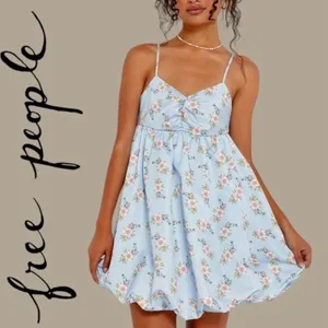 Free People‎ Blue Floral Babydoll Mini Dress Size S Homecoming HOCO thumbnail 8