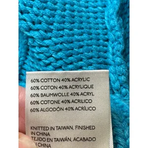 Free People Blue Cable Knit Cropped Sweater Size S‎ thumbnail 7
