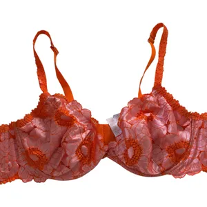 Savage X Fenty By Rhianna Orange Pink Lacy Underwire Bra Size 44D Feminine Sexy thumbnail 1