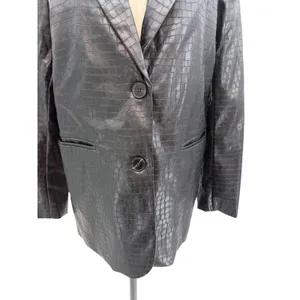 NA-KD Black Faux Croc Oversized Blazer Jacket Reptile‎ Texture EU 36 US 6 thumbnail 6