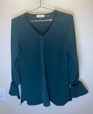 Calvin Klein‎ Sheer Bell Sleeve Blouse | XS thumbnail 1