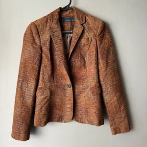 Zara sz XS‎ brown faux leather basic blazer thumbnail 1