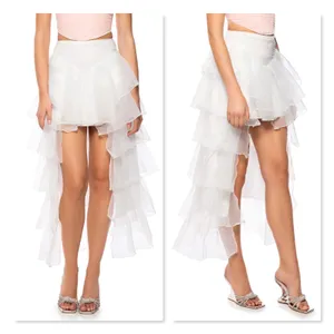 NWT‎ Akira Once Upon A Dream Ruffle Assymetric Maxi Skirt White Large Low High thumbnail 2