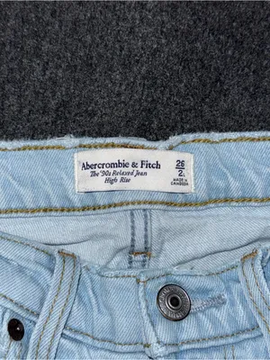Abercrombie Fitch Jeans 90s Relaxed High Rise Light Wash Denim Distressed 2 LONG thumbnail 8