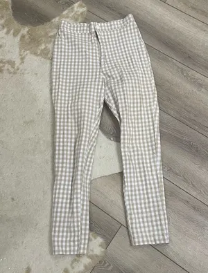 Urban outfitters tan white gingham pants thumbnail 1
