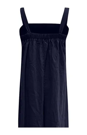 NEW Oversized Cotton Sleeveless Cotton Jumpsuit Adjustable Straps M Navy Blue thumbnail 6
