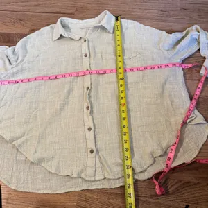 Free People We The Free Pale Green Gauze Button‎ Down Shirt Small S Oversized thumbnail 2