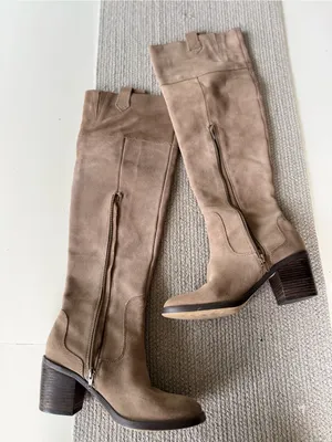 Seychelles Taupe Suede Over-the-Knee Block Heel Boots Sz 8 thumbnail 14