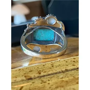 Blue Moon Turquoise White Buffalo Ring Size 8 thumbnail 4