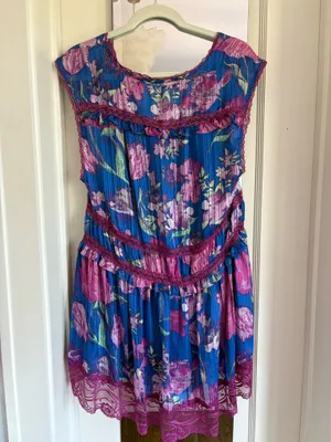 Free People Spring Fling Mini Dress Ultra Violet Combo w/ slip thumbnail 4