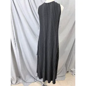 Chalet‎ Black White Pinstripe Bias Cut Sleeveless Asymmetrical Maxi Dress M USA thumbnail 5