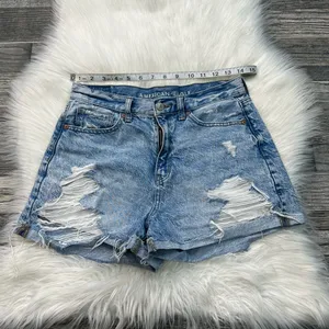 American Eagle Ripped High Rise Mom Shorts thumbnail 4