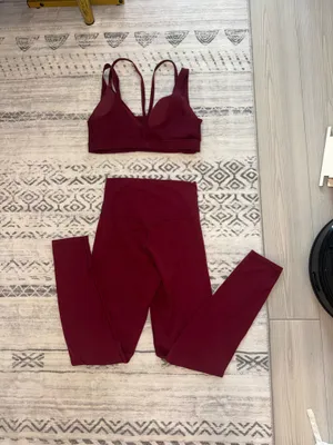 Offline by aerie dark red workout set leggings size S thumbnail 4