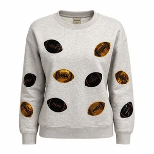 Chicka-d Women's Medium Ash Grey Sweatshirt Sequin Football Gameday thumbnail 1
