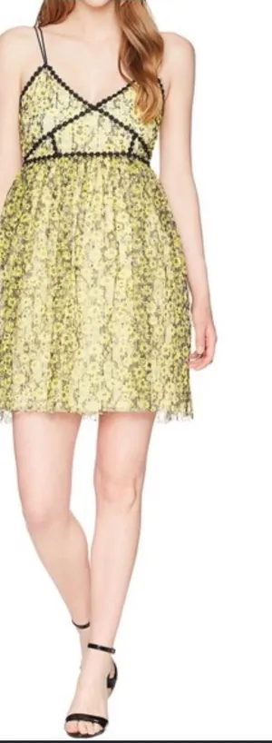 Y2K Romeo And Juliet Size L Yellow Black trim Lacy Dress NWT fairy baby doll thumbnail 1