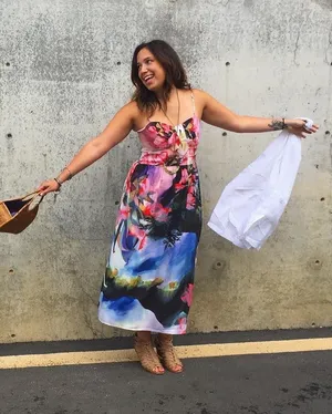 PRE OWNED Anthropologie x Corey Lynn Calter Watercolored Daybreak Midi Dress 0 thumbnail 1
