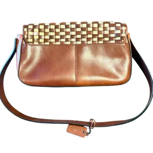 Etienne Aigner Brown Beige Leather Woven Shoulder Bag One Size thumbnail 11