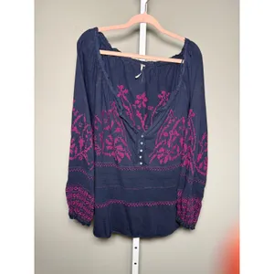 Free People Persuasion Embroidered Peasant Tunic Blouse M‎ Boho Cottagecore thumbnail 2