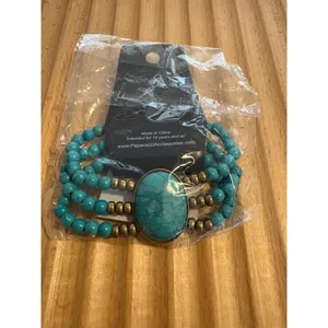 Paparazzi Turquoise Brass Stone Pools Bracelet One Size thumbnail 3