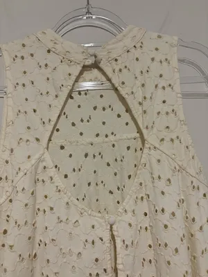 Free People Eyelet Keyhole Tank Top Ivory size Large‎ thumbnail 7