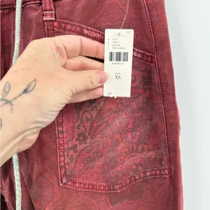 Anthropologie Pilcro‎ NWT The Trailblazer Patchwork Pants Burgundy Size XS thumbnail 4