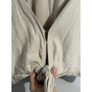 Abercrombie &‎ Fitch Linen Tie Cropped Top Blouse In XS thumbnail 2