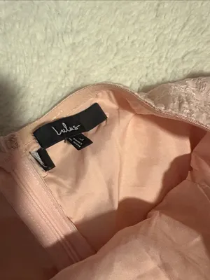 Lulus Truly Marvelous Blush Pink Jacquard Strapless Tiered Midi Dress Size Large thumbnail 6