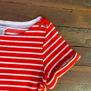Tommy Bahama Jovanna Orange Stripe Lace-Up Shoulder Knit Dress Sz S 💚🎀 thumbnail 12