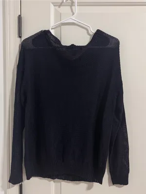 Ralph Lauren Navy Open-Knit Crewneck Sweater thumbnail 3