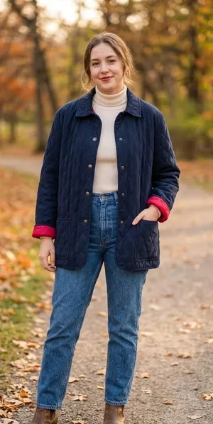 Vintage Alfred Dunner Quilted Jacket Navy Blue Red Lining Soft Barn Coat Size 18 thumbnail 1