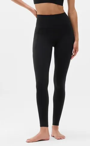 Black High-Waisted Ribbed Athletic Leggings thumbnail 1