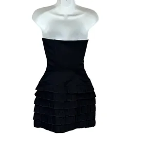 Edikted Womens Black Strapless Tiered Ruffle Mini Dress S17086 Size Small NWT thumbnail 4