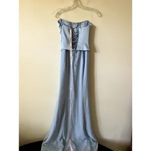 Oh Polly Avielle Satin Corset Bridesmaid Maxi Dress Sky Blue Size 2 New thumbnail 10