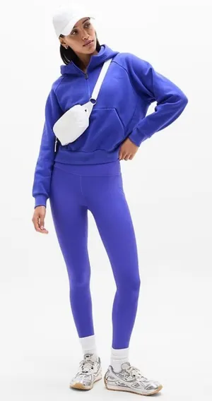 New Athleta L Easy Fleece 1/2 Zip Hoodie Borealis Purple Large Regular thumbnail 1