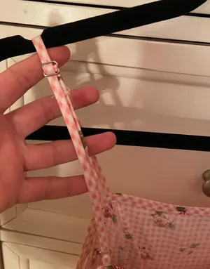 Pink Checkered And Floral Print Dress thumbnail 9