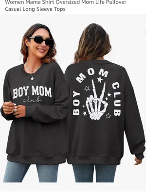 Boy Mom Club Graphic Sweatshirt - Dark Gray Size Small New thumbnail 3