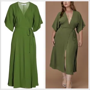 Reformation Karen Wrap Dress‎ in Moss NWT S thumbnail 2
