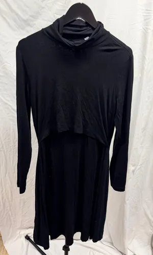 Seraphine Womens Black Turtleneck Soft Jersey A-Line Maternity and Nursing Dress thumbnail 1