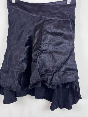 Free People Starstruck Black Satin Jacquard Star Ruffle Wrap Mini Skirt NWT 0 thumbnail 5