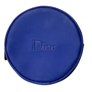 DIOR Cosmetic Bag Pouch Makeup Case Blue Round Full‎ Zip thumbnail 1