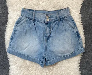 American Eagle Blue Mom Short Double Button Denim Jean Shorts Boho Chic Summer thumbnail 1