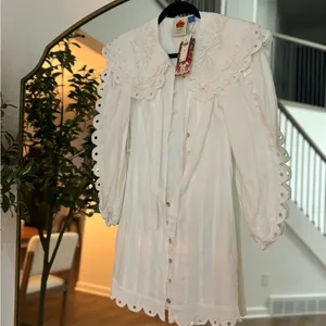 Farm Rio Long-Sleeve Embellished Collared Mini Dress thumbnail 6