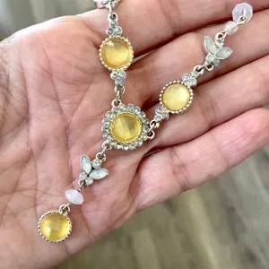 Vintage Avon silver tone yellow butterfly necklace thumbnail 11