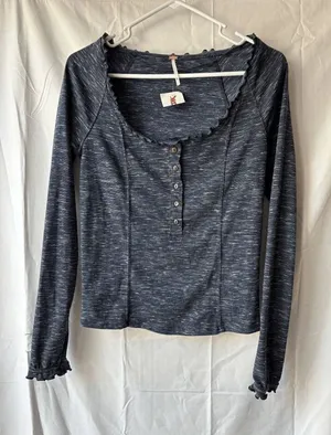Free People Roxy Henley in Blue Gray Size Small thumbnail 1