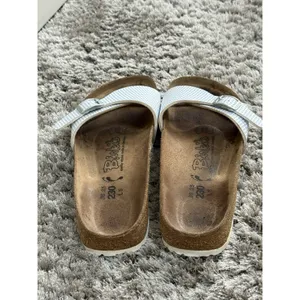 Birkis Birkenstock Sandals Womens 36 US 5 Madrid Blue Gingham Plaid Slide thumbnail 4