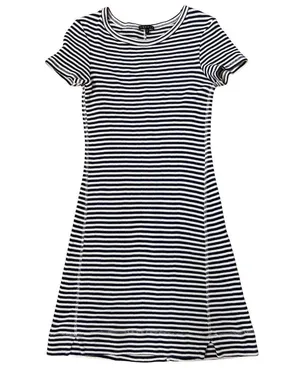 Theory Onissa Striped 100% Cotton Ribbed Mini Dress Small Navy White Coastal EUC thumbnail 2